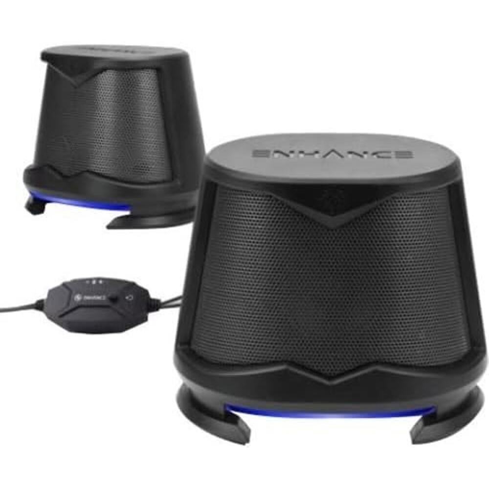ENHANCE SB2 PC Speakers with Blue LED Glow Lights and 2.0 USB Powered Design